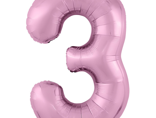 Фольгированная цифра "3" розовая Фото